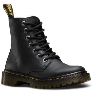 Dr. Martens Luana Black Leather Air Wair Combat 7 Eyelet Lace Up Boots